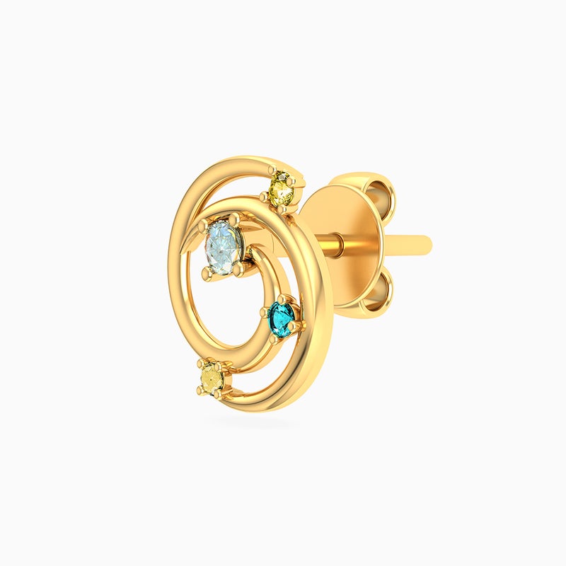 Miss L' by L'azurde Spiral Green Stones Stud Earrings in 14K Gold - Image 4
